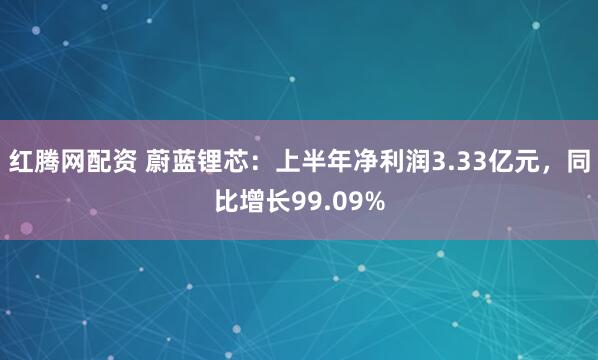 红腾网配资 蔚蓝锂芯：上半年净利润3.33亿元，同比增长99.09%