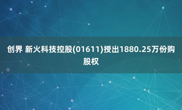 创界 新火科技控股(01611)授出1880.25万份购股权